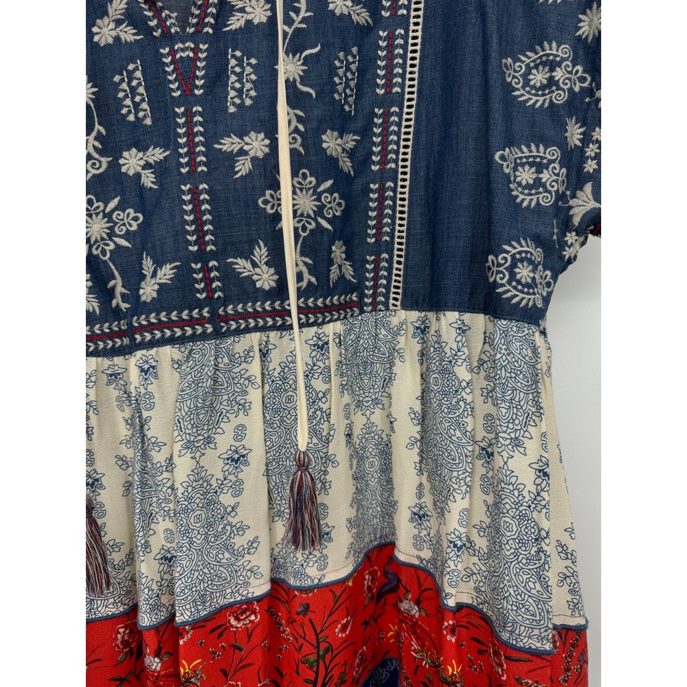 John Mark Womens Patchwork Embroidered Tassel Tun… - image 2